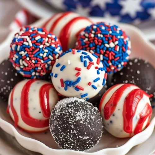 Patriotic Oreo balls for 4th of July dessert recipe