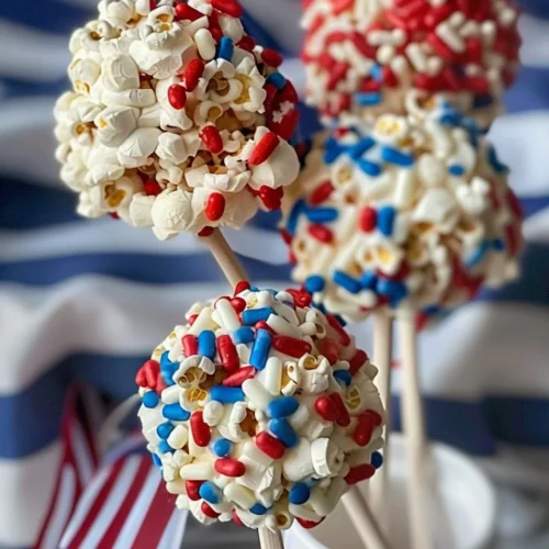 Colorful patriotic popcorn pops in red, white, and blue for festive snacks