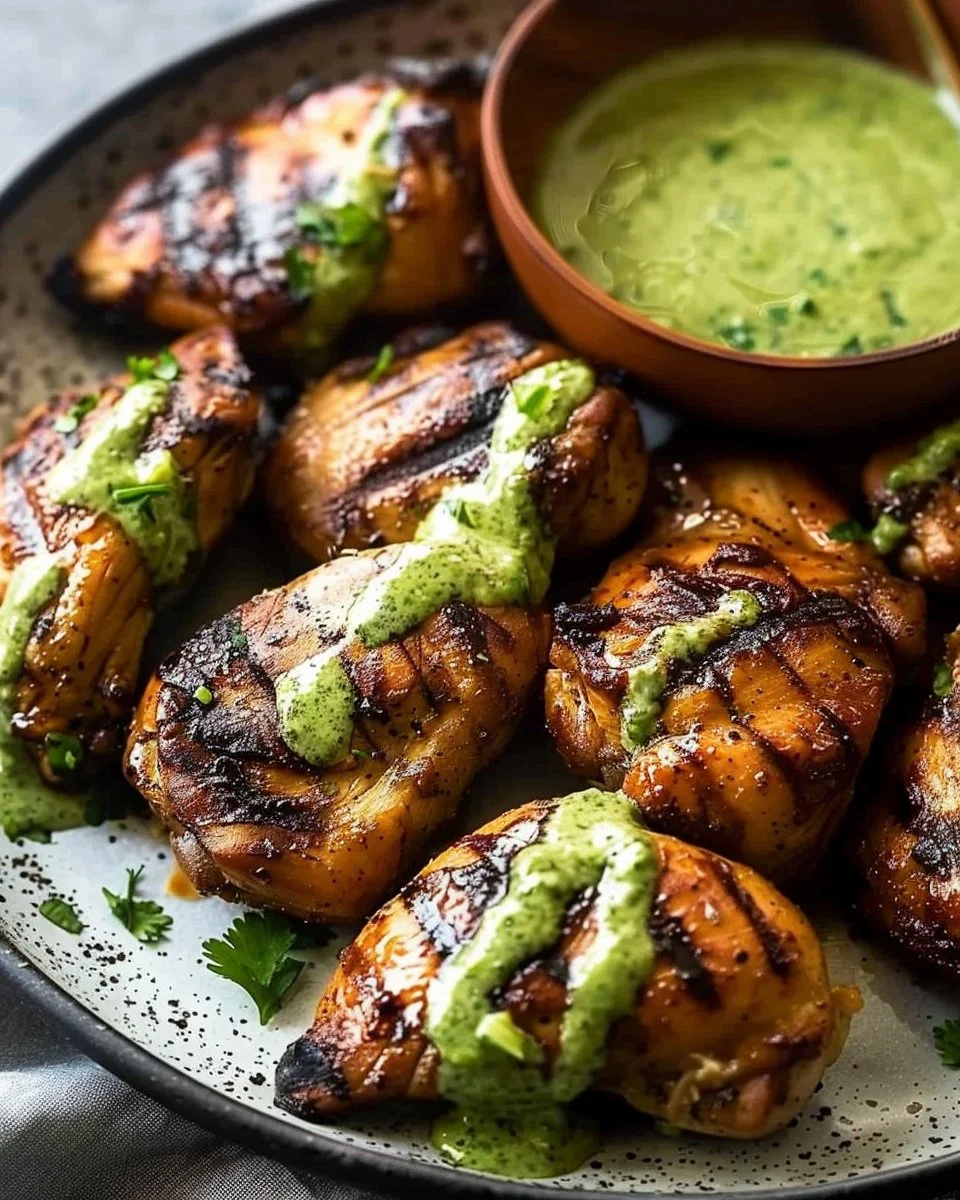 Peruvian Grilled Chicken with Creamy Green Sauce