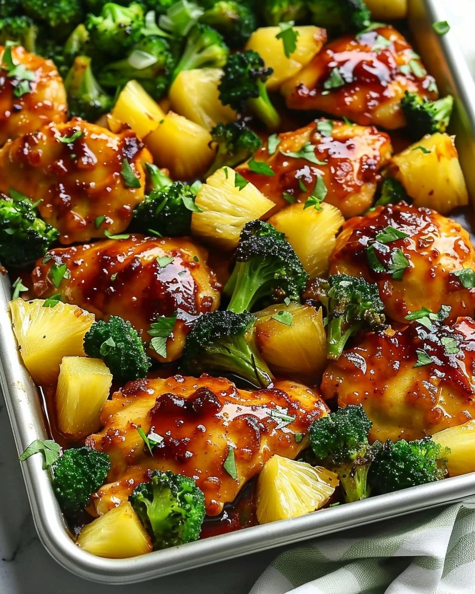 Sweet Sheet Pan Pineapple Chicken and Broccoli - thegirlskitchen
