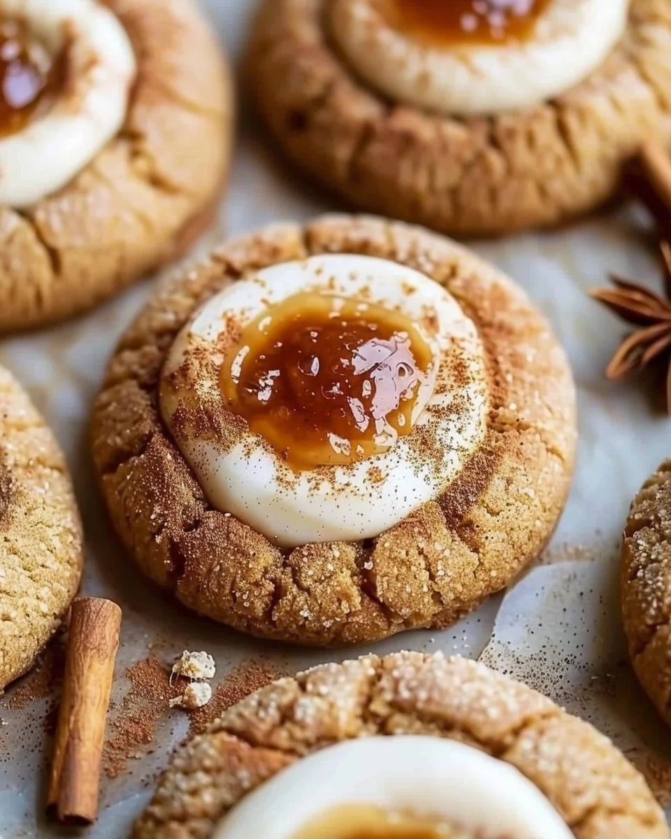 Pumpkin Spice Cheesecake Thumbprint Cookies