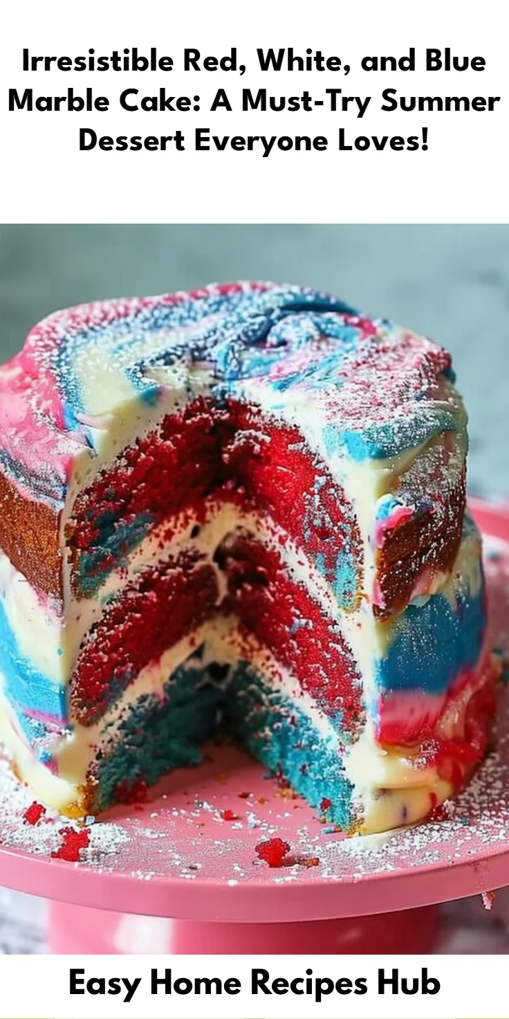 Red White and Blue Marble Cake Recipe: Easy Layered Cake
