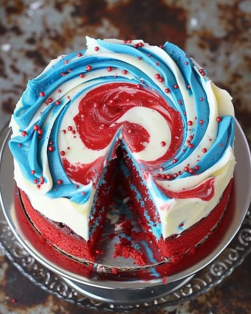 Red, White, and Blue Marble Cake