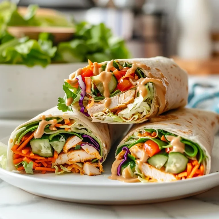 Delicious Thai Peanut Chicken Wrap with fresh ingredients