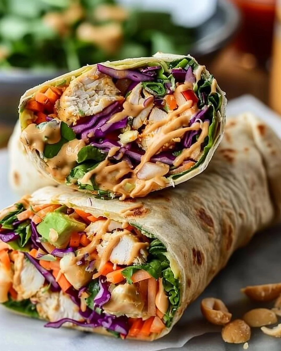 Thai Peanut Chicken Wraps