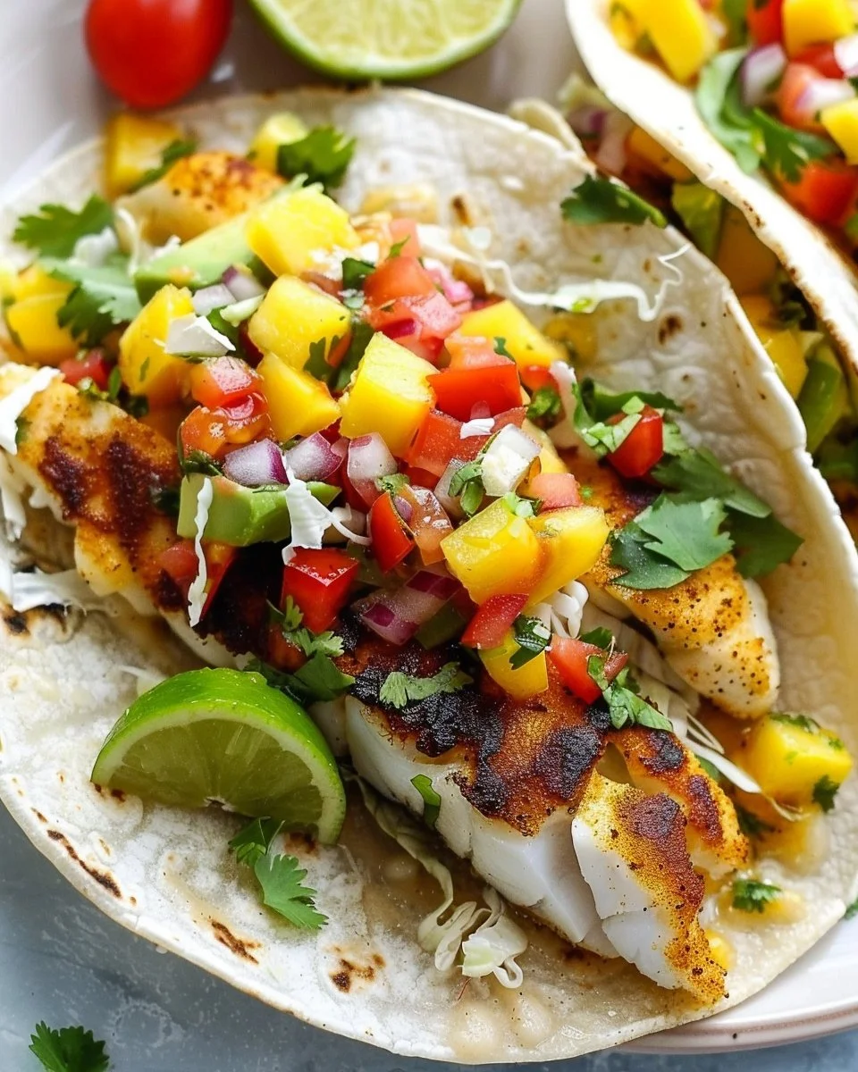 Baja Fish Tacos with Mango Salsa