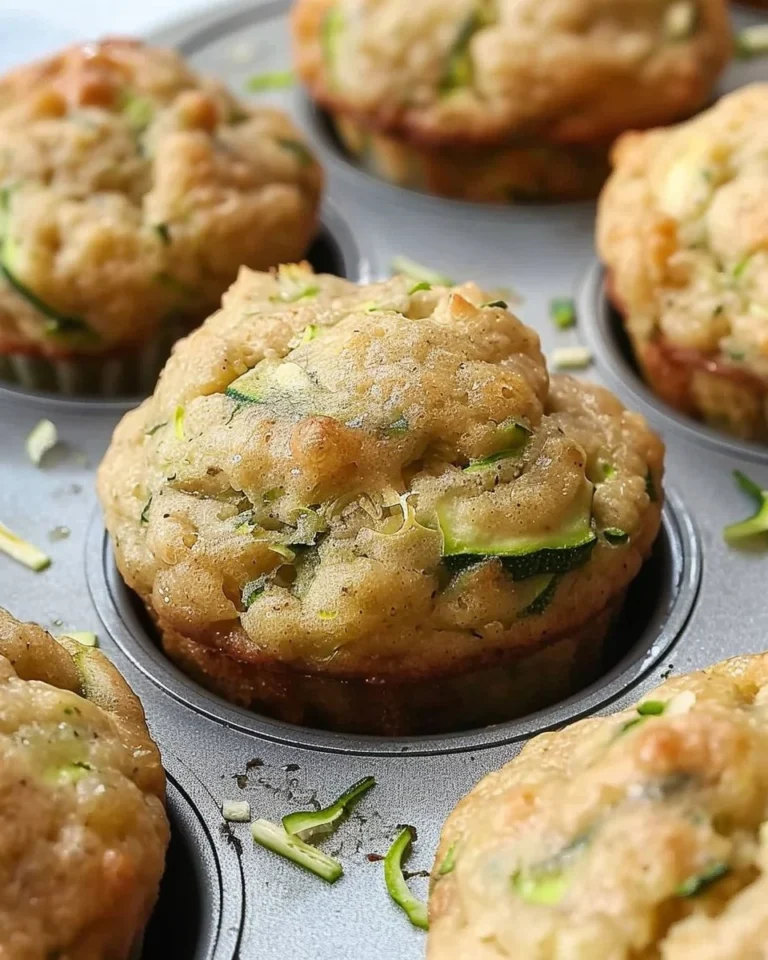 Freshly baked banana zucchini muffins on a wooden table