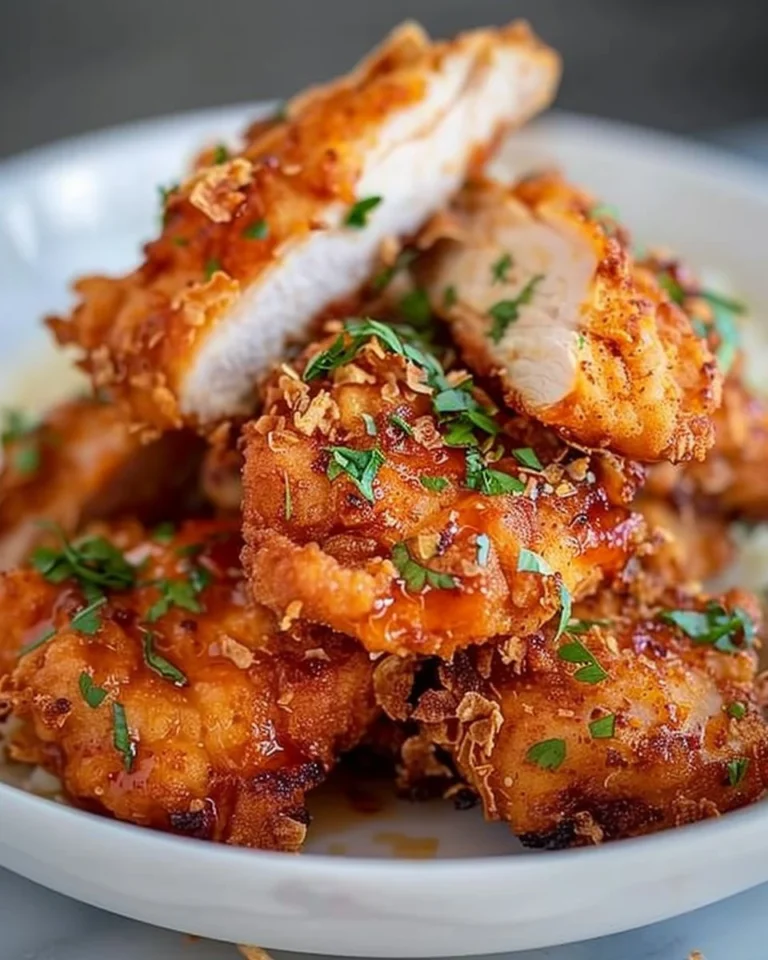 Crispy Bang Bang Chicken cooked in an air fryer, served with spicy sauce.