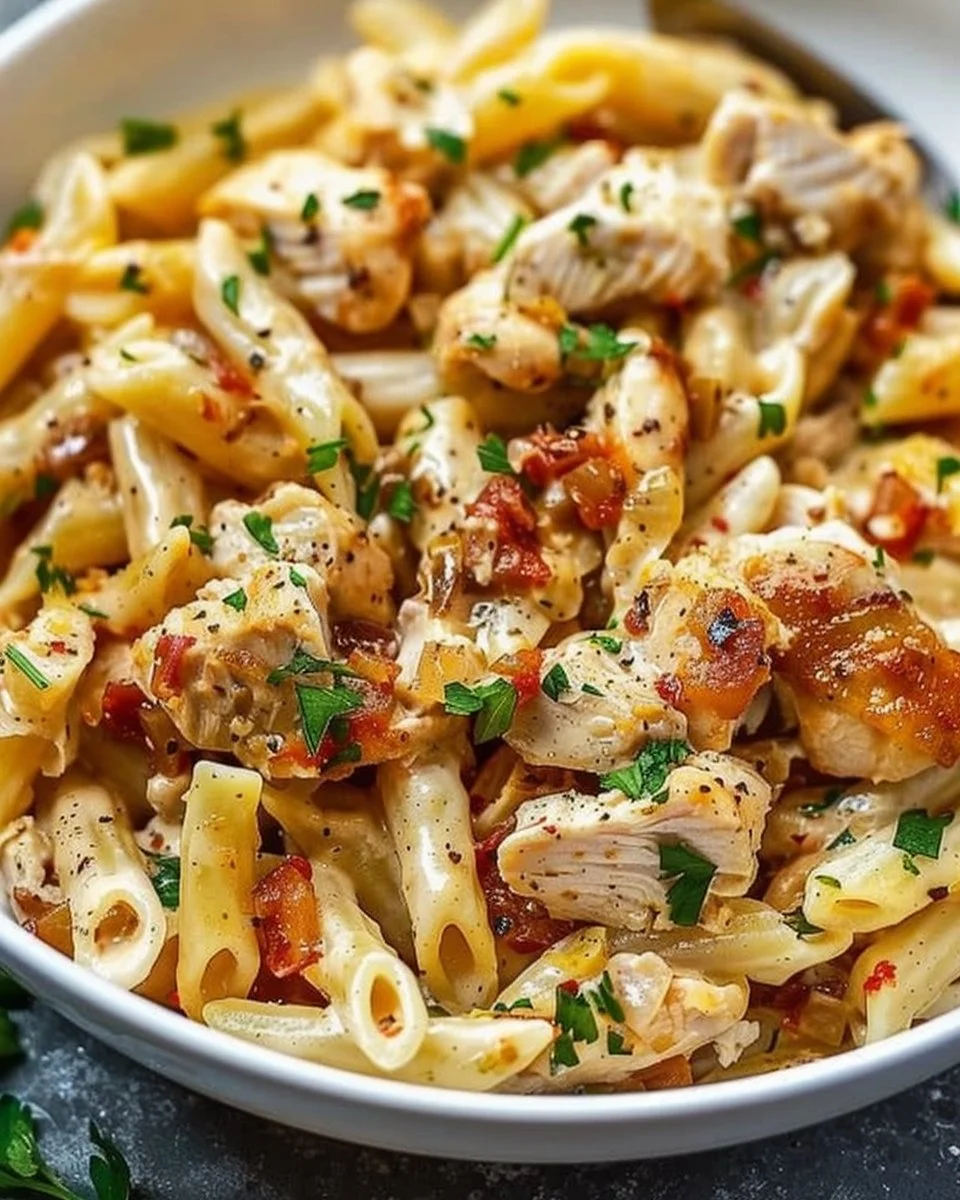 Delicious Marry Me Chicken Pasta served in a bowl with fresh herbs