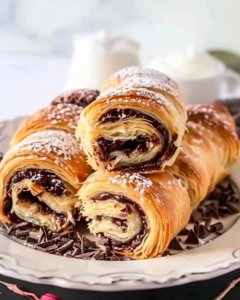 Delicious Chocolate Puff Pastry Rolls fresh from the oven