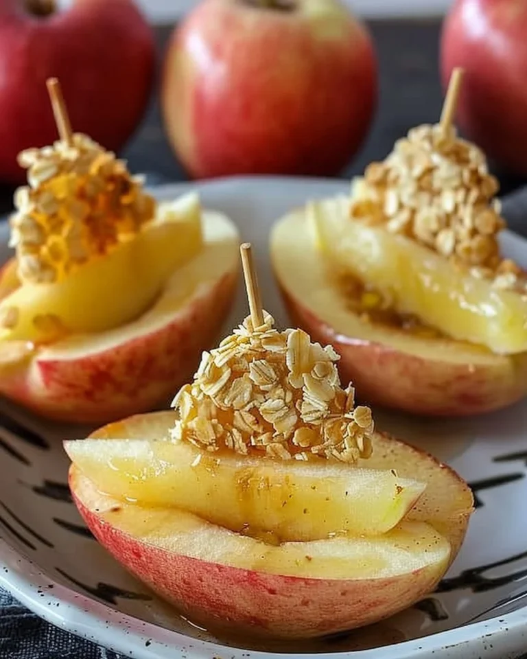Crunchy apple boats filled with peanut butter and topped with granola and fruits