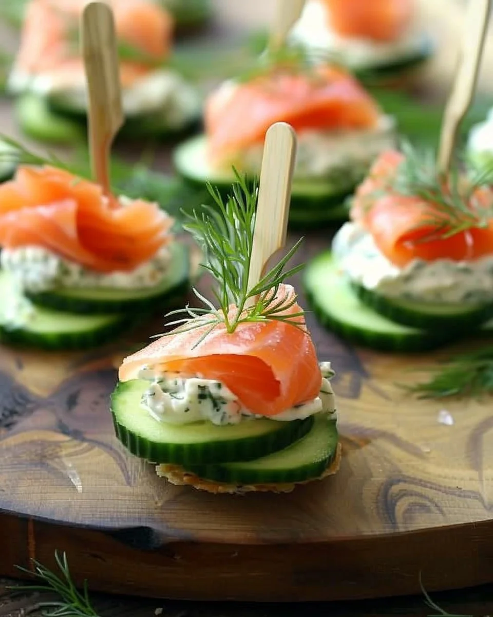 Cucumber Bites with Creamy Dill and Smoked Salmon