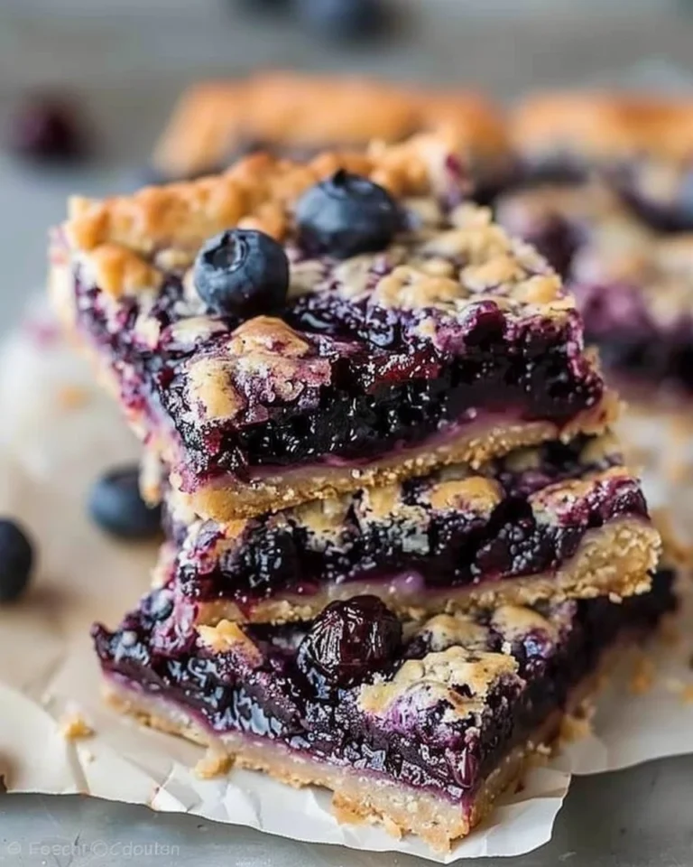 Delicious homemade blueberry bars on a plate, ready to enjoy.