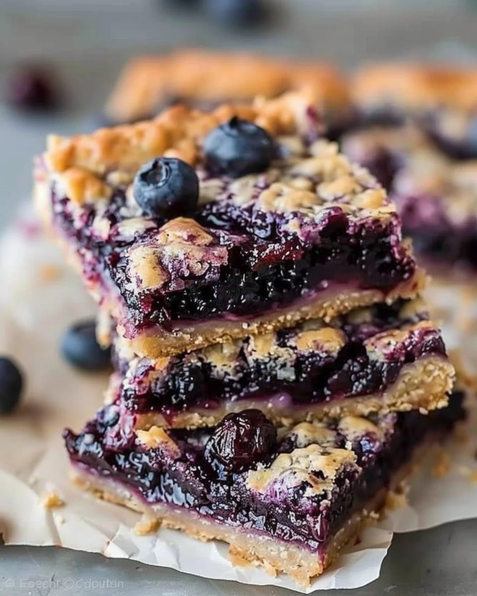 Delicious homemade blueberry bars on a plate, ready to enjoy.