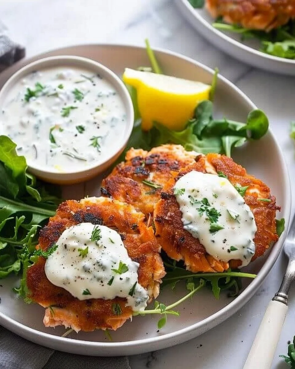 Easy Salmon Patties & Lemon Garlic Sauce (Gluten-Free)