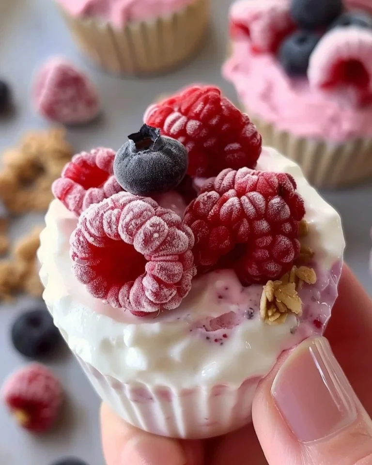Delicious homemade frozen yogurt cups topped with fresh fruits