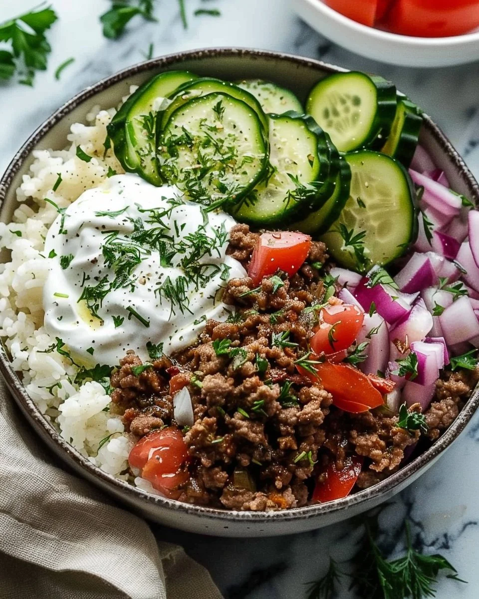 Greek-Inspired Ground Beef Bowls