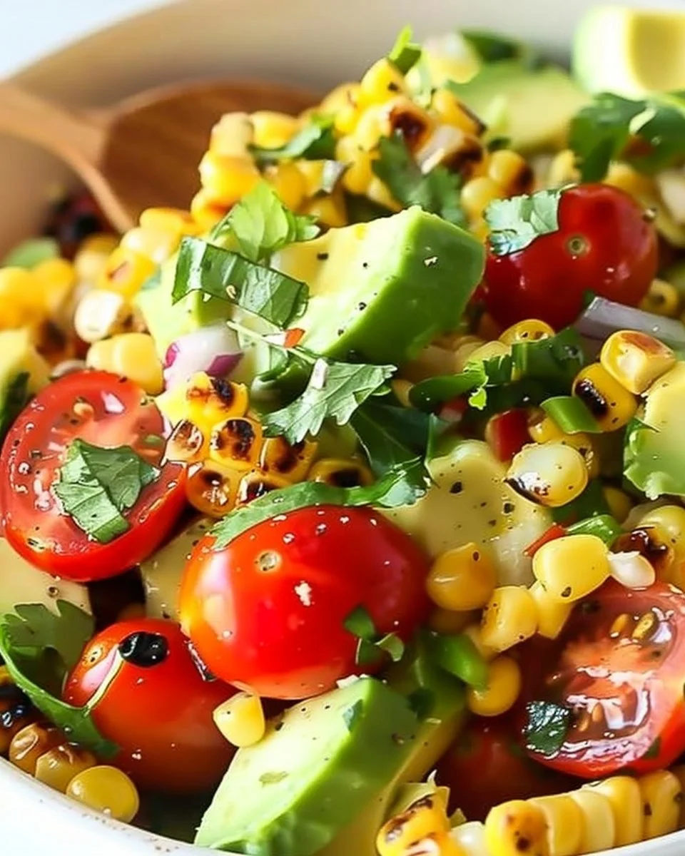 Grilled Corn Tomato Avocado Salad