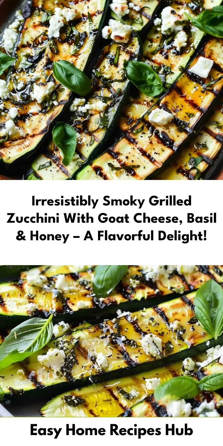Grilled Zucchini with Goat Cheese, Basil & Honey