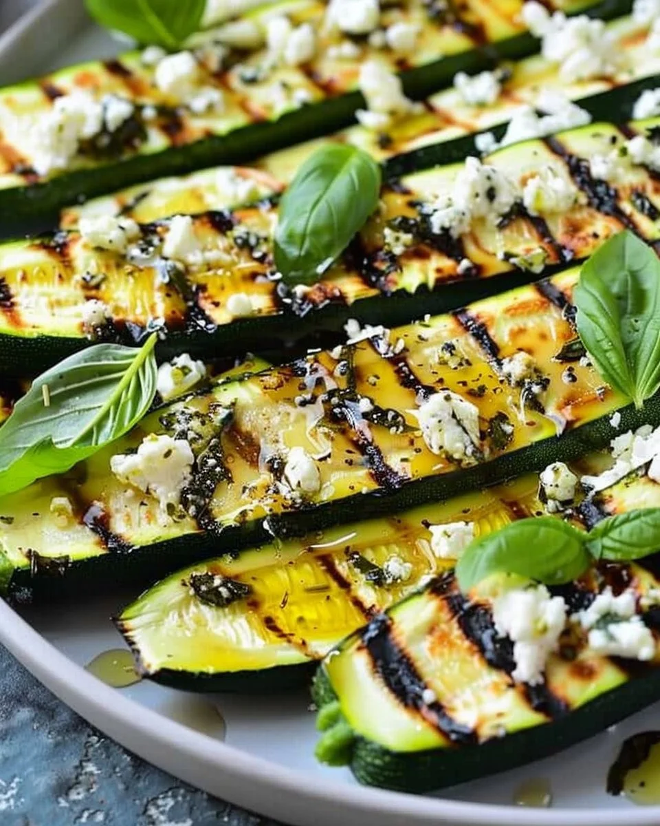 Grilled Zucchini With Goat Cheese, Basil & Honey