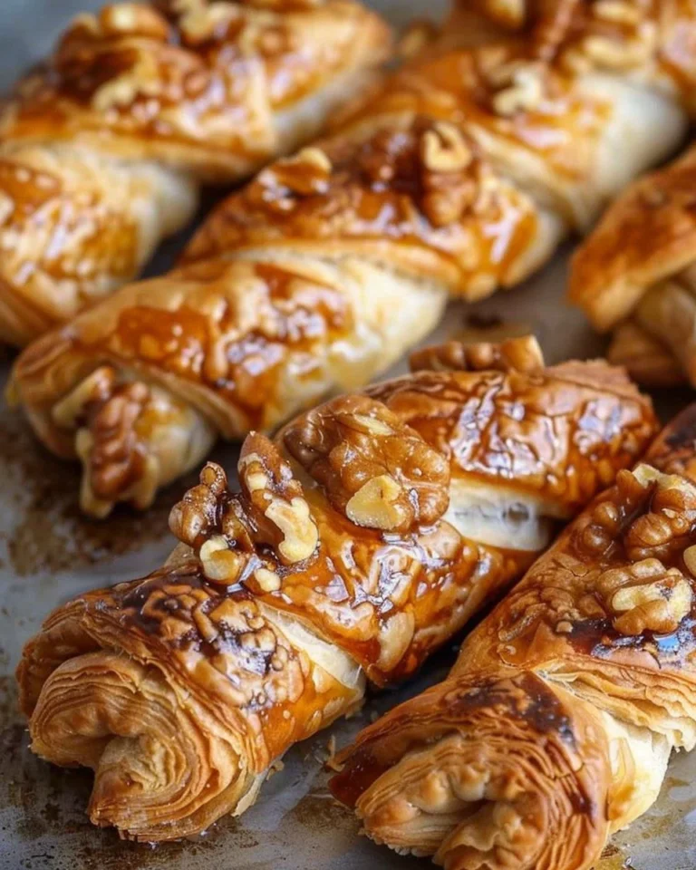 Delicious honey walnut puff pastry twists baked to perfection
