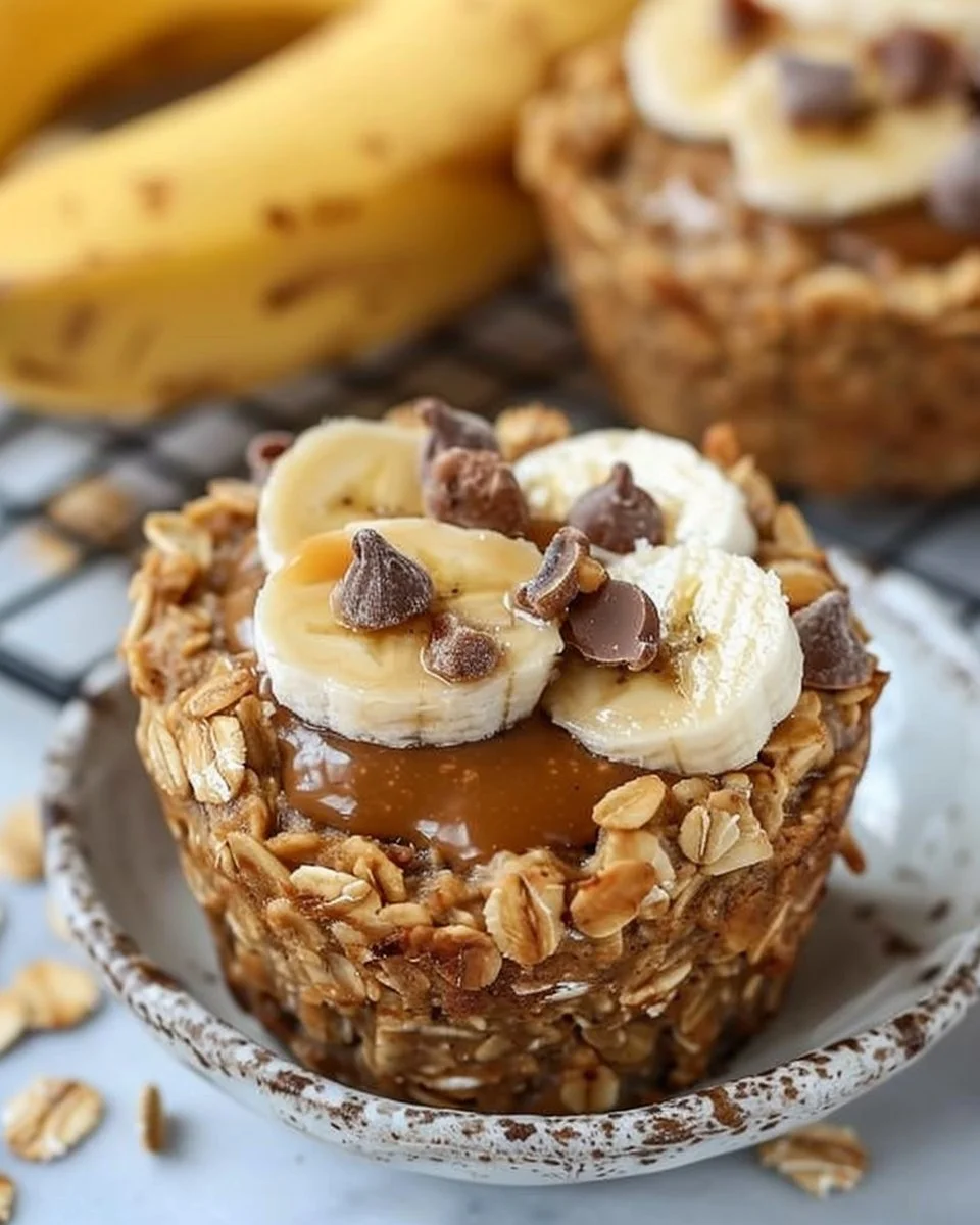 Peanut Butter Banana Baked Oatmeal Cups