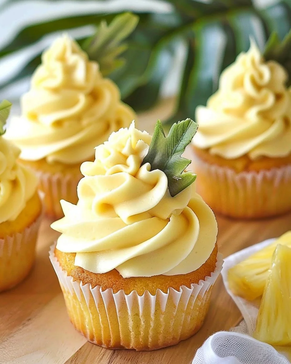 Pineapple Cupcakes with Pineapple Frosting