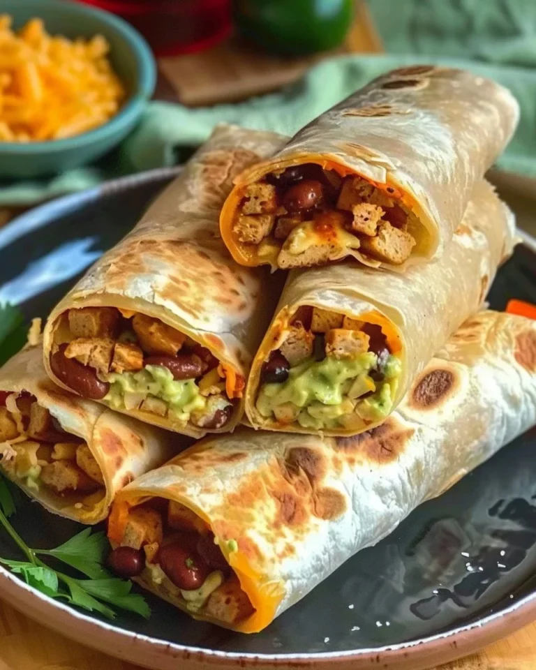 Delicious homemade plant-based burritos filled with fresh vegetables and beans
