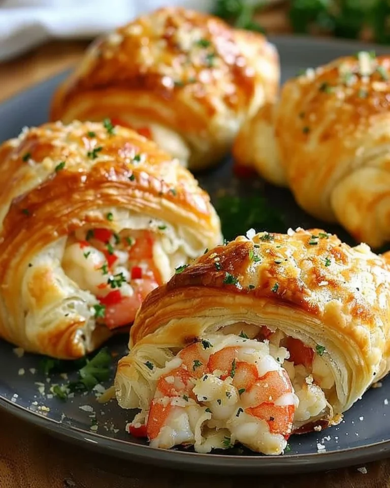 Delicious shrimp and crab stuffed crescent bombs on a platter.