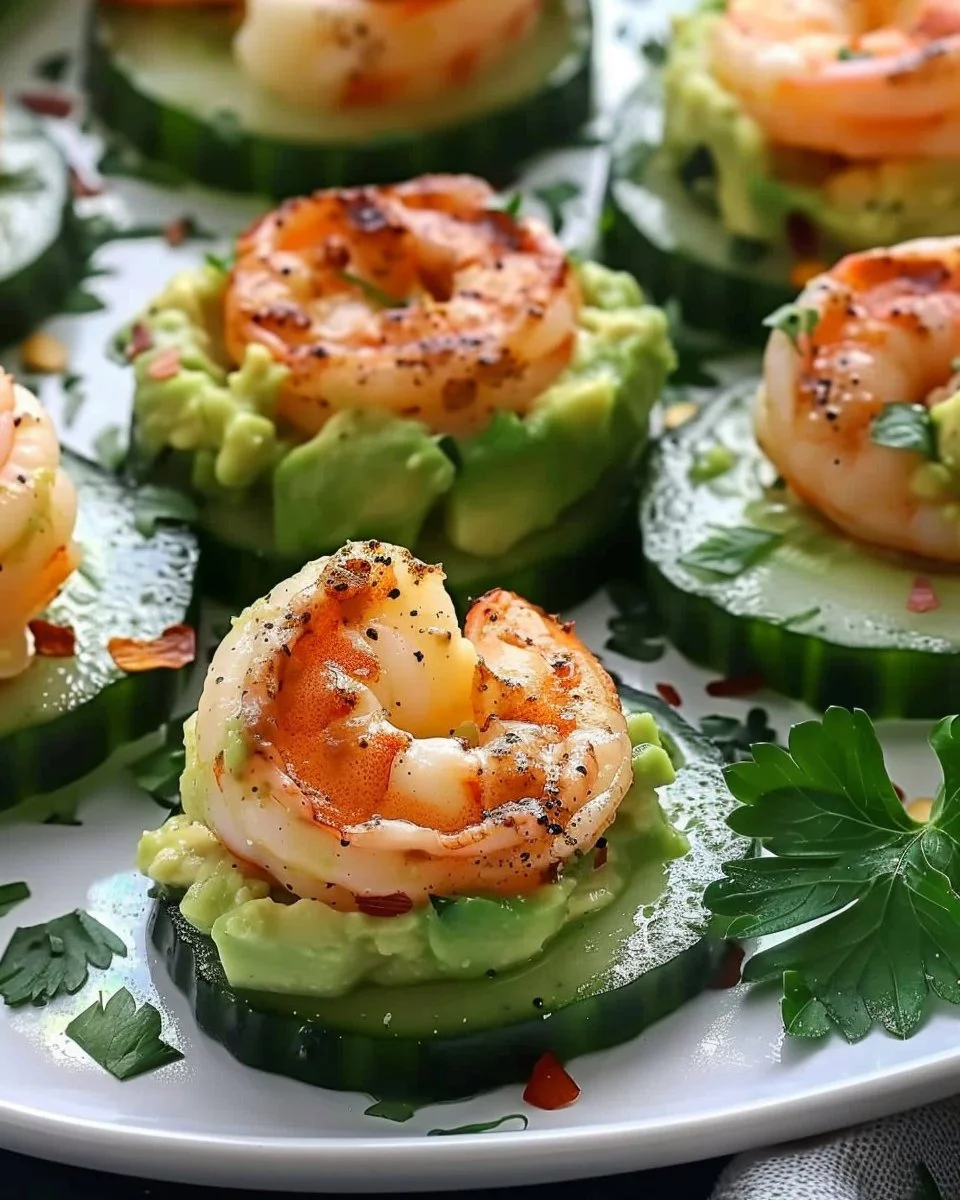 Shrimp, Avocado and Cucumber Bites