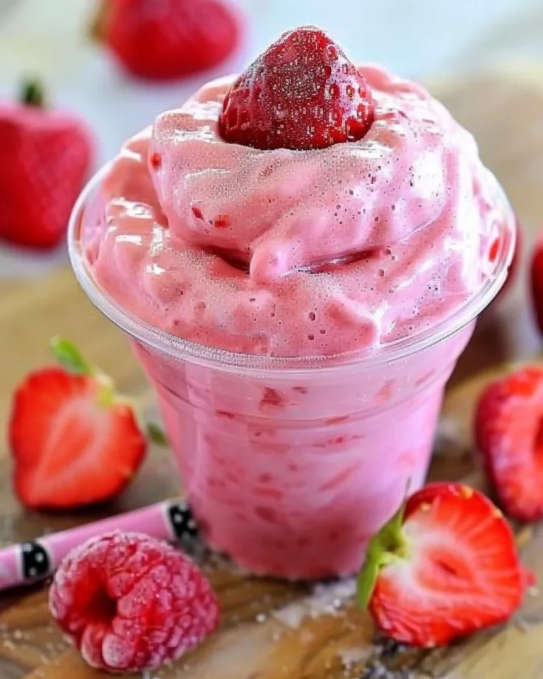 Delicious Strawberry Dole Whip served in a bowl