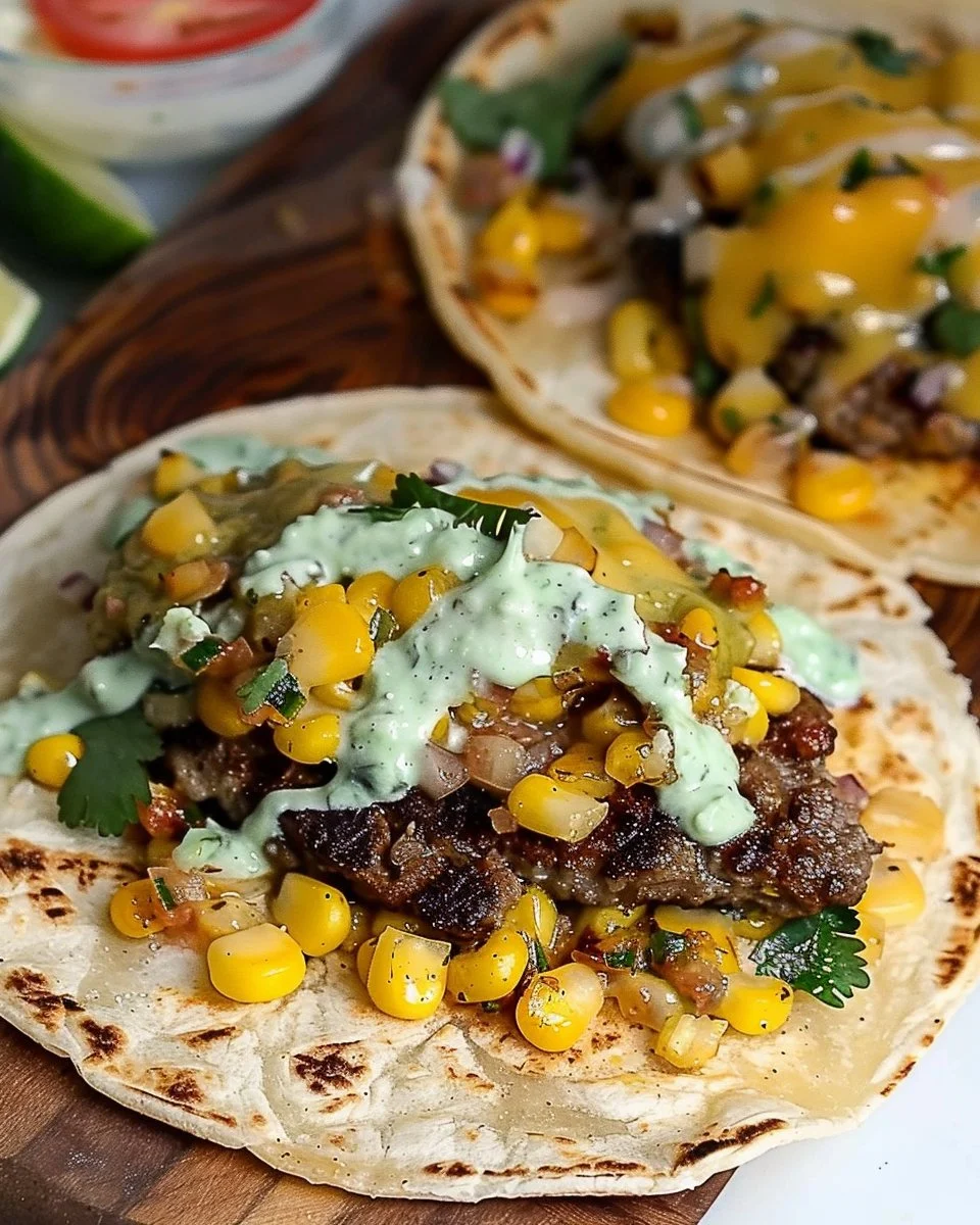 Street Corn Smash Burger Tacos