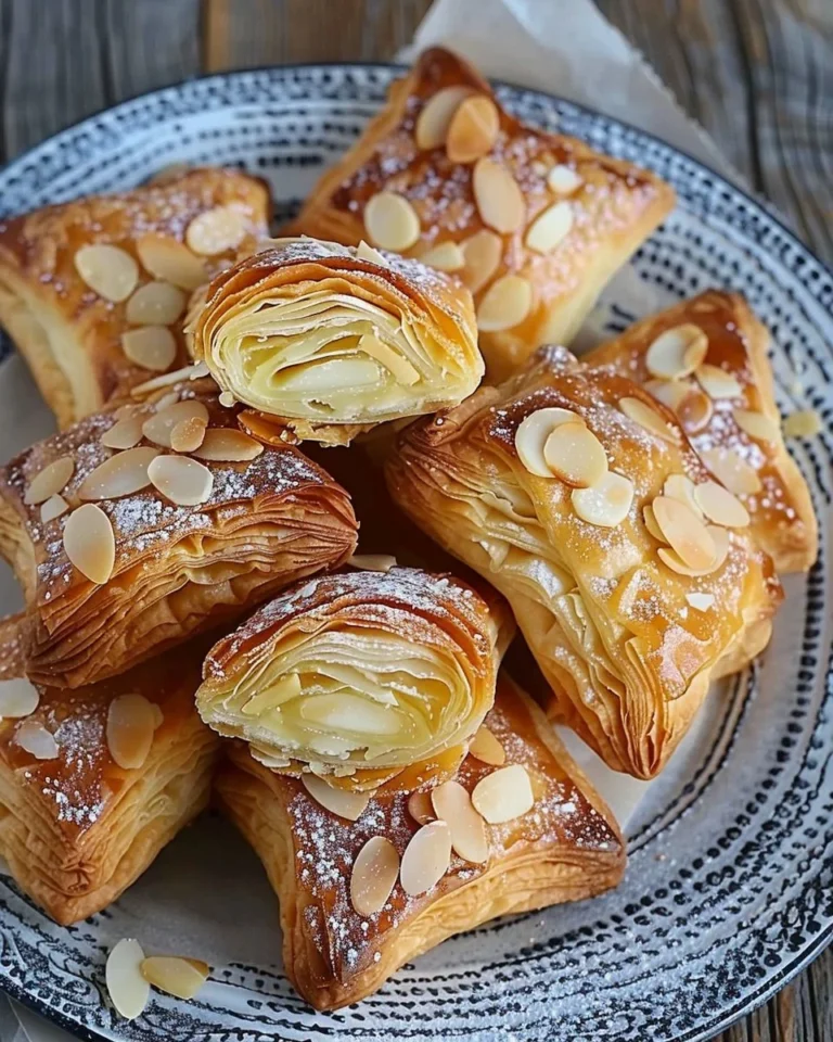 Delicious sweet almond pastries with a golden flaky crust and almond filling