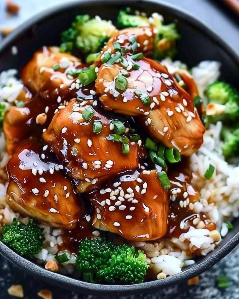 Instant Pot teriyaki chicken with vegetables served on a plate