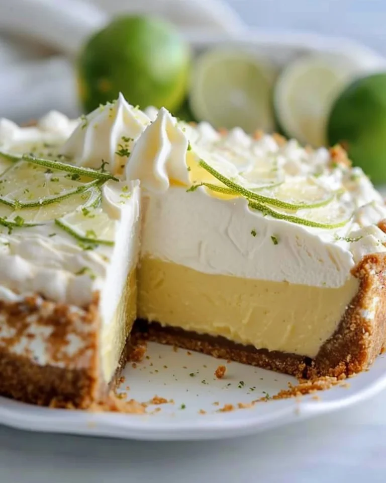 Triple Decker Key Lime Pie showcasing layers of creamy lime filling and crust