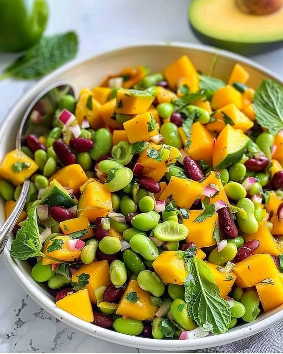 High-Protein Vegan Edamame Mango Salad