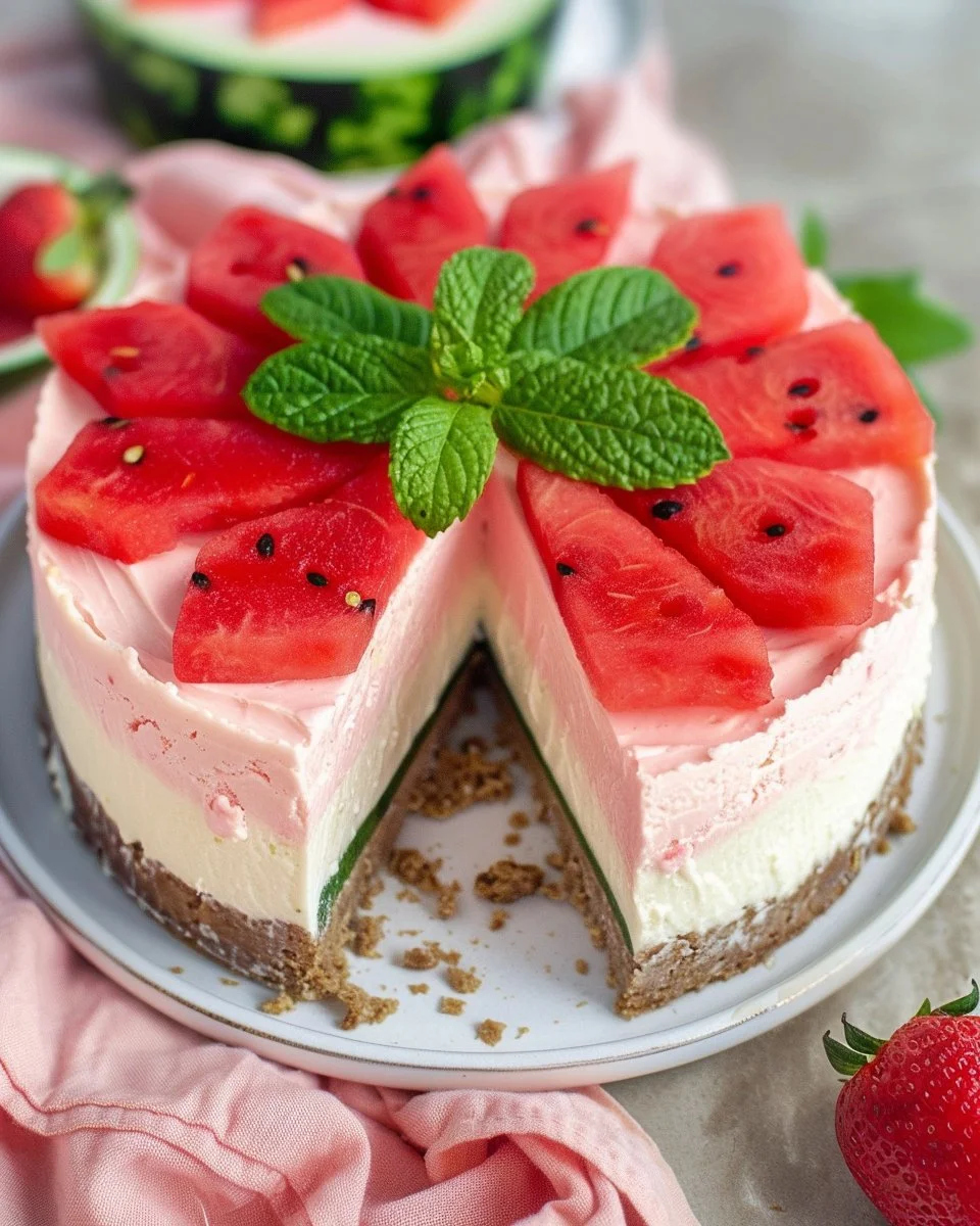 No-Bake Watermelon Cheesecake