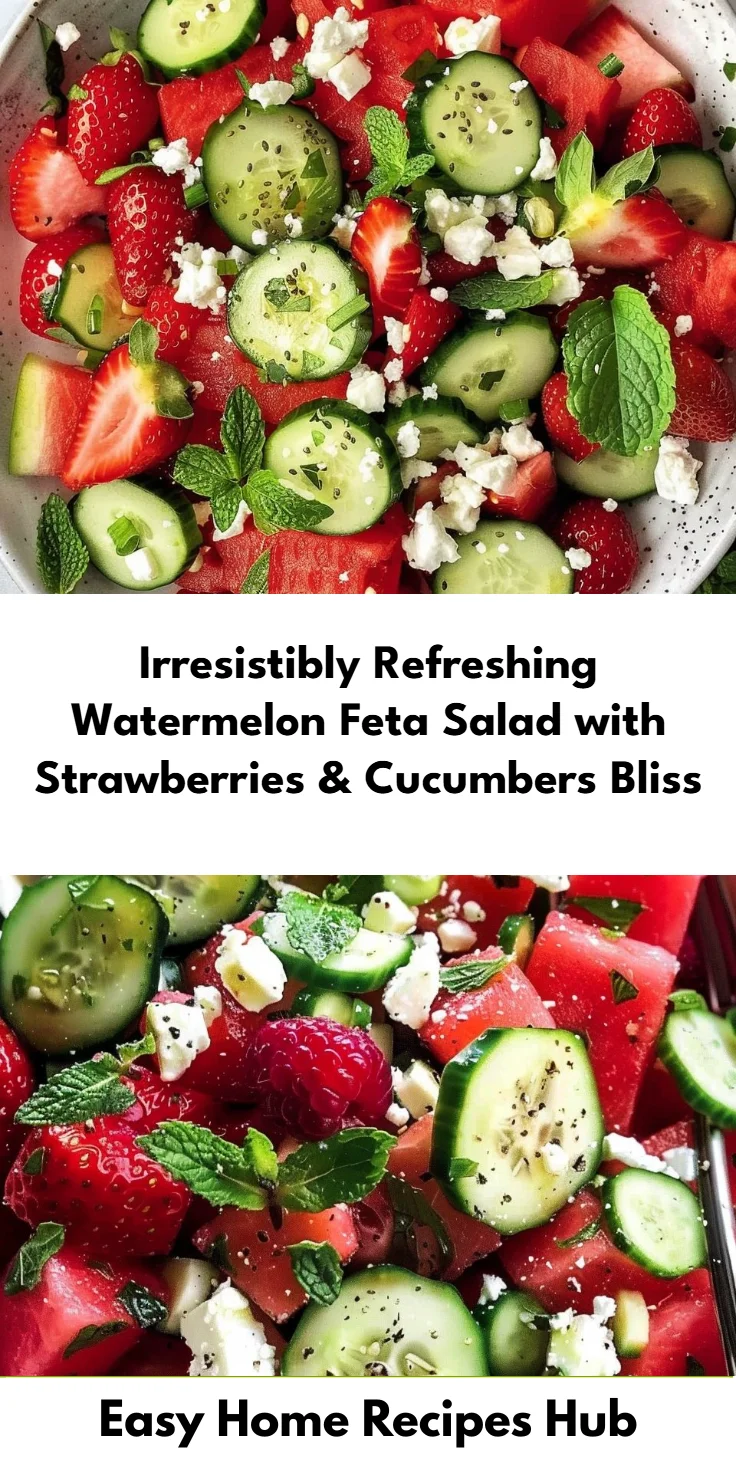 Watermelon Feta Salad with Strawberries and Cucumbers