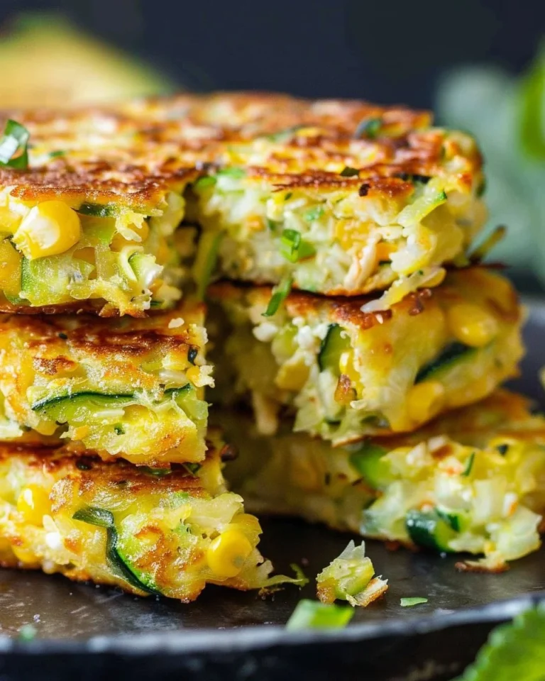 Plate of crispy zucchini corn fritters served as a tasty appetizer.