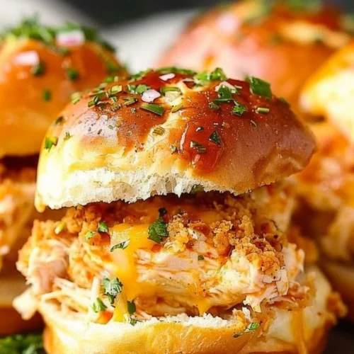Delicious Crack Chicken Sliders served with toppings on a platter