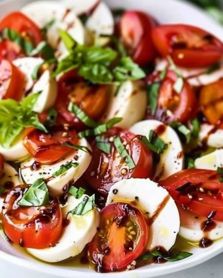 Fresh and colorful Caprese Salad with tomatoes, mozzarella, and basil.