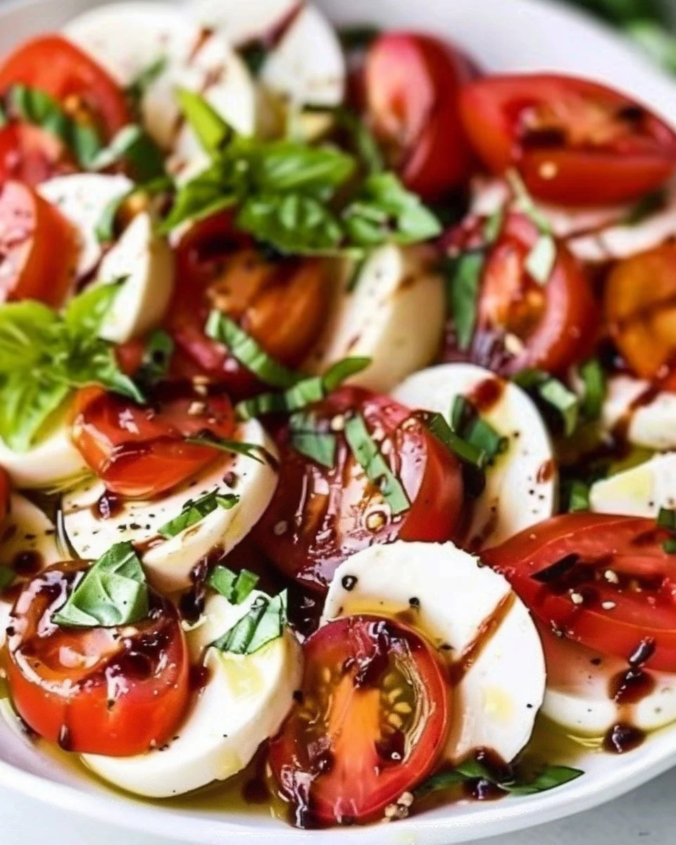 Fresh and colorful Caprese Salad with tomatoes, mozzarella, and basil.