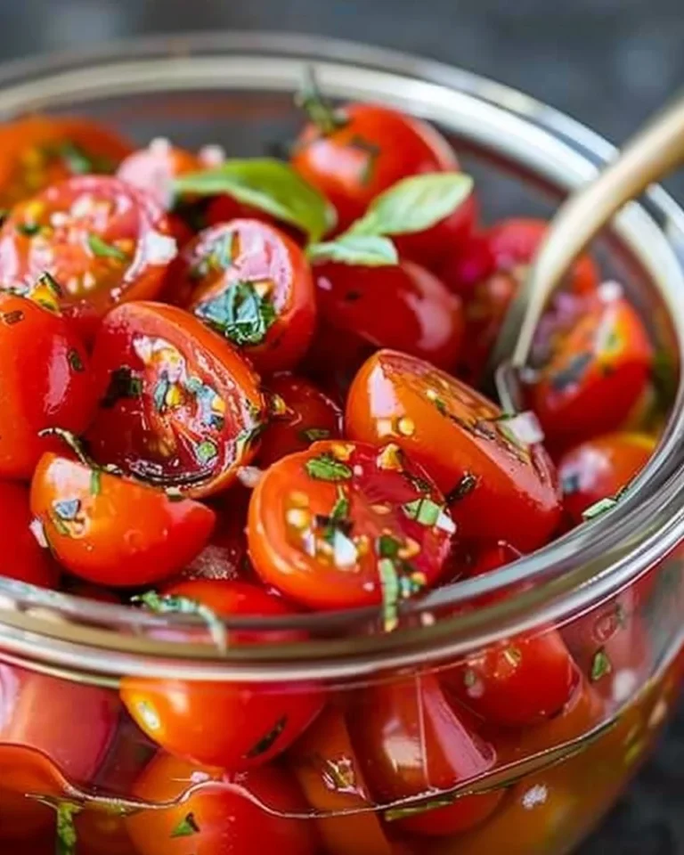 Deliciously marinated cherry tomatoes in a bowl, ready to enhance your dishes.