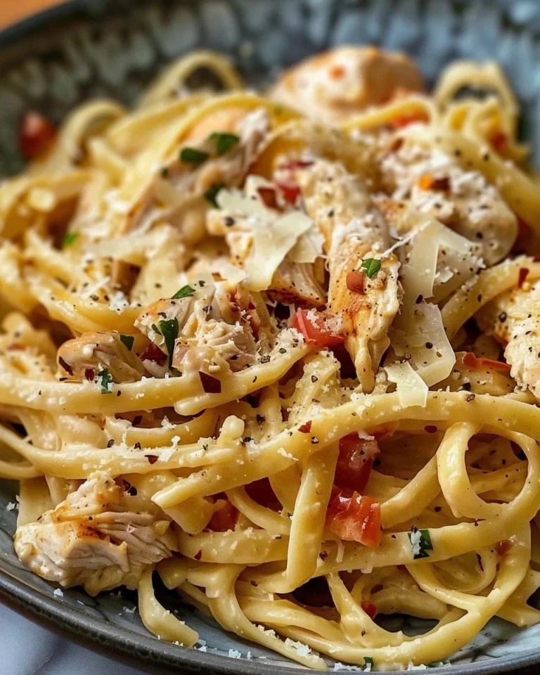 Creamy Marry Me Chicken Pasta in a bowl garnished with herbs