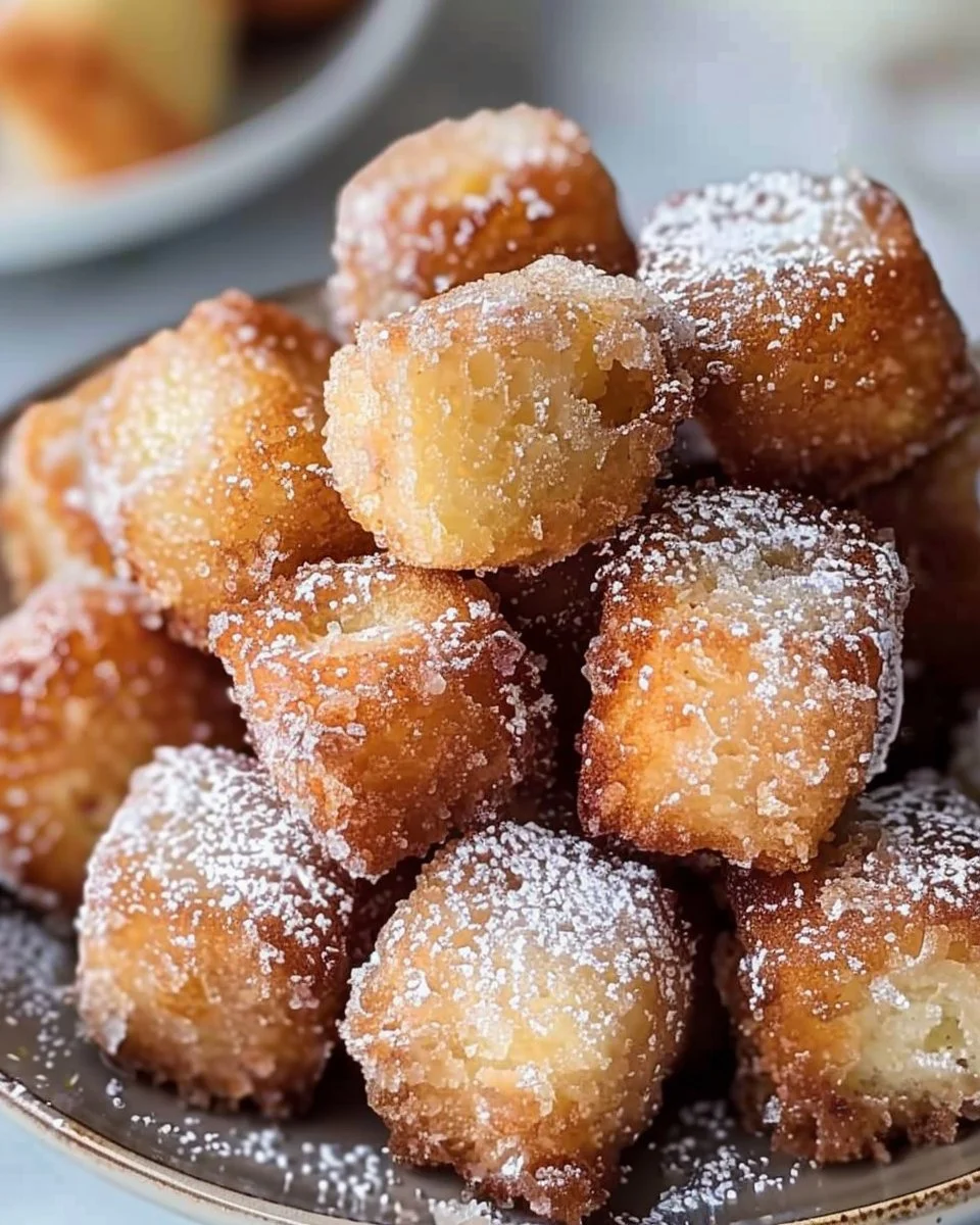 Delicious Angel Cake Churro Bites served on a plate with a sprinkle of sugar