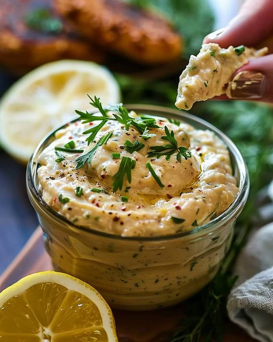 Delicious Cajun Remoulade sauce served with seafood and fries.