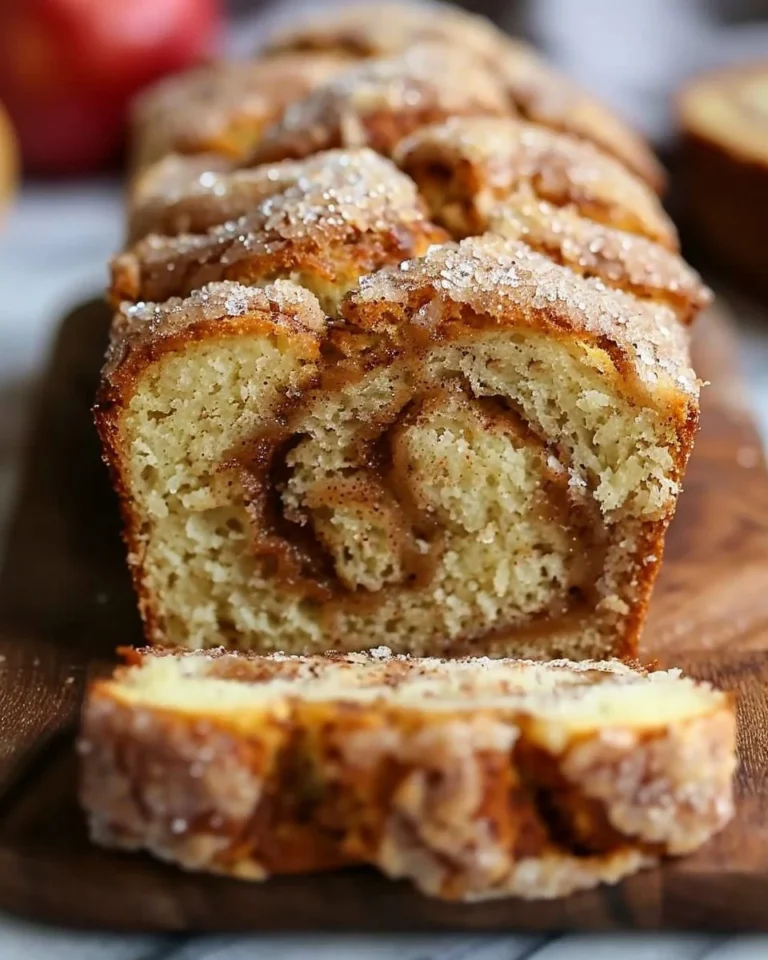 Delicious slice of cinnamon apple swirl bread fresh from the oven