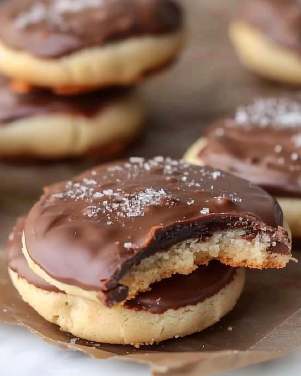 Copycat Tagalong Cookies with chocolate and peanut butter on a plate