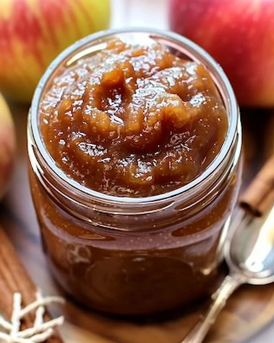 Salted caramel apple butter in a jar for holiday gifts