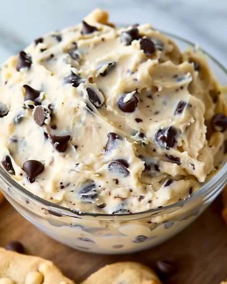 Delicious cookie dough dip served with graham crackers and fresh fruits.